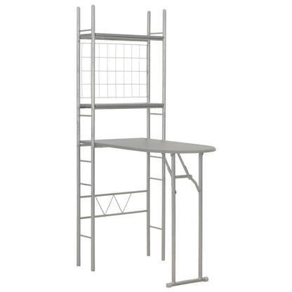 3 Piece Folding Dining Set with Storage Rack MDF Grey
