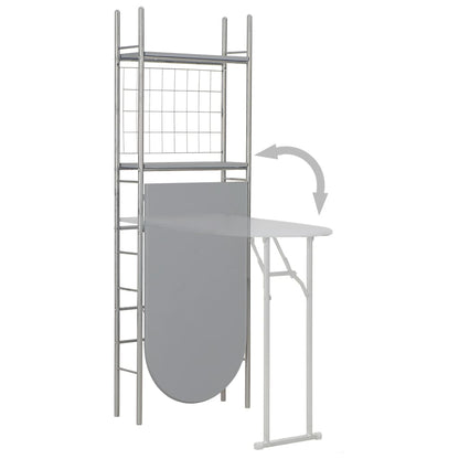 3 Piece Folding Dining Set with Storage Rack MDF Grey
