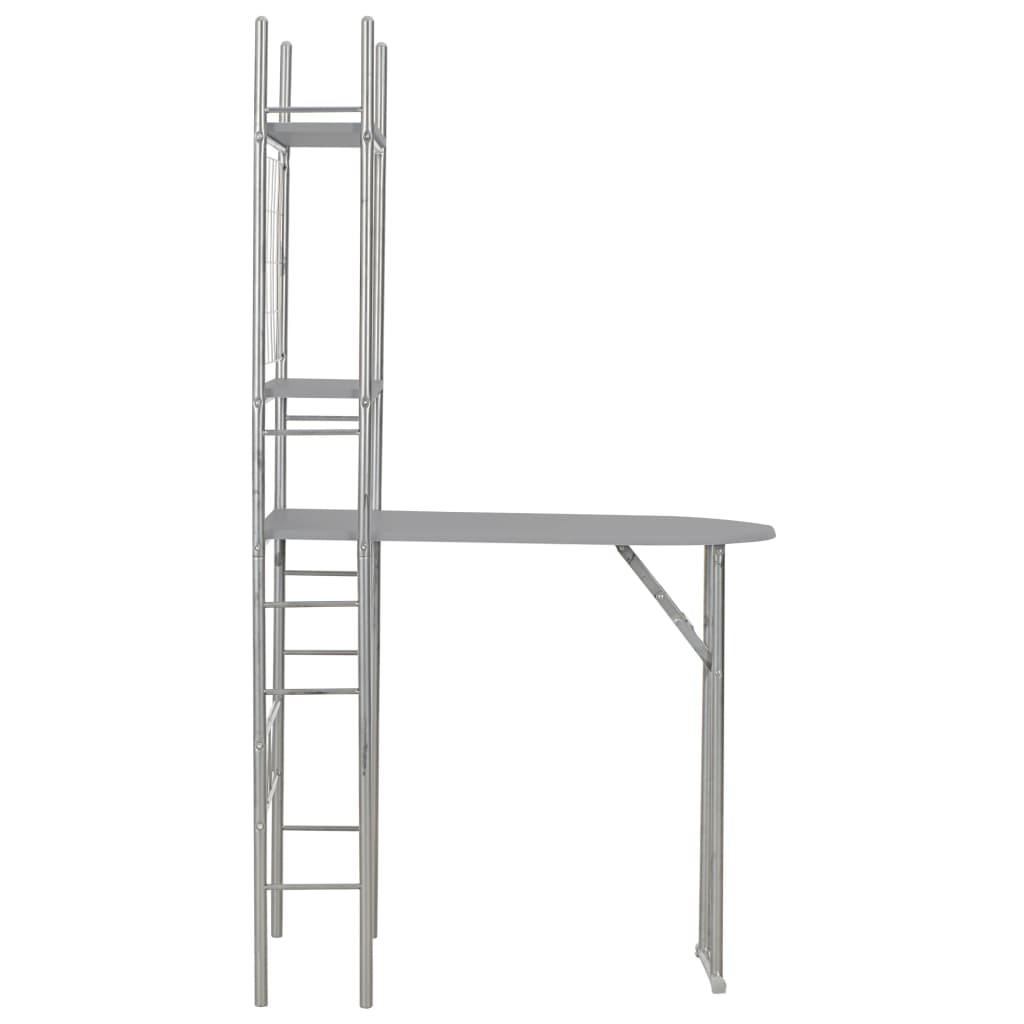 3 Piece Folding Dining Set with Storage Rack MDF Grey
