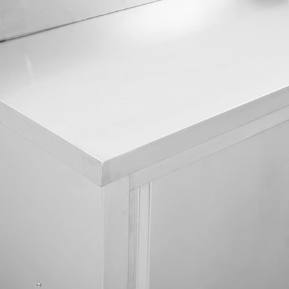 Work Table with Sliding Doors, Stainless Steel