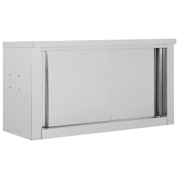 Kitchen Wall Cabinet with Sliding Doors 90x40x50 cm Stainless Steel