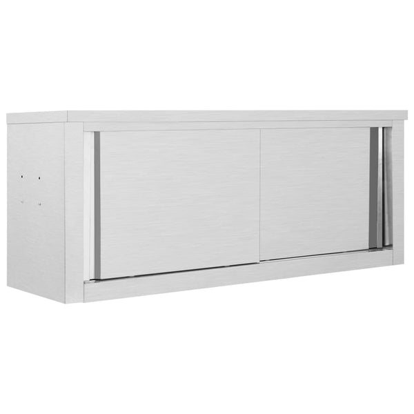  Kitchen Wall Cabinet with Sliding Doors 120x40x50 cm Stainless Steel