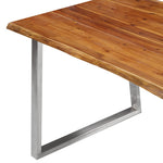 Dining Table Solid Acacia Wood, Stainless Steel