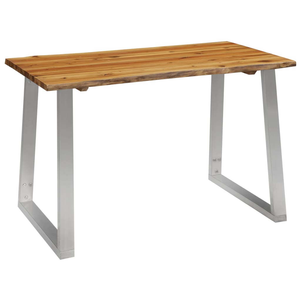 Dining Table Durable Solid Acacia Wood, Steel