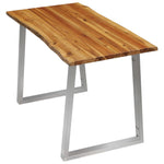 Dining Table Durable Solid Acacia Wood, Steel