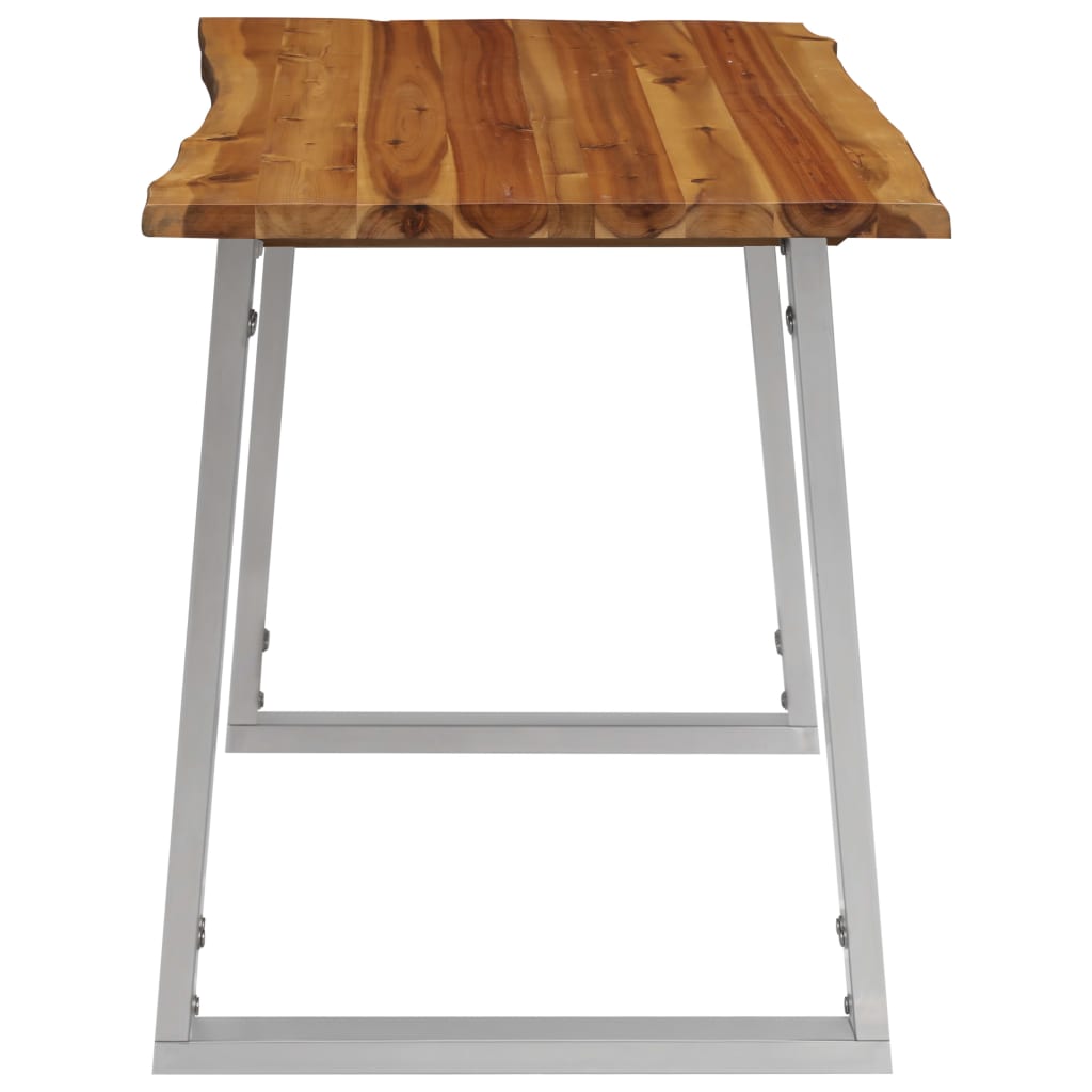 Dining Table Durable Solid Acacia Wood, Steel