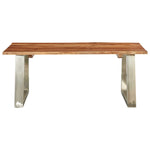 Coffee Table Solid Acacia Wood and Stainless Steel
