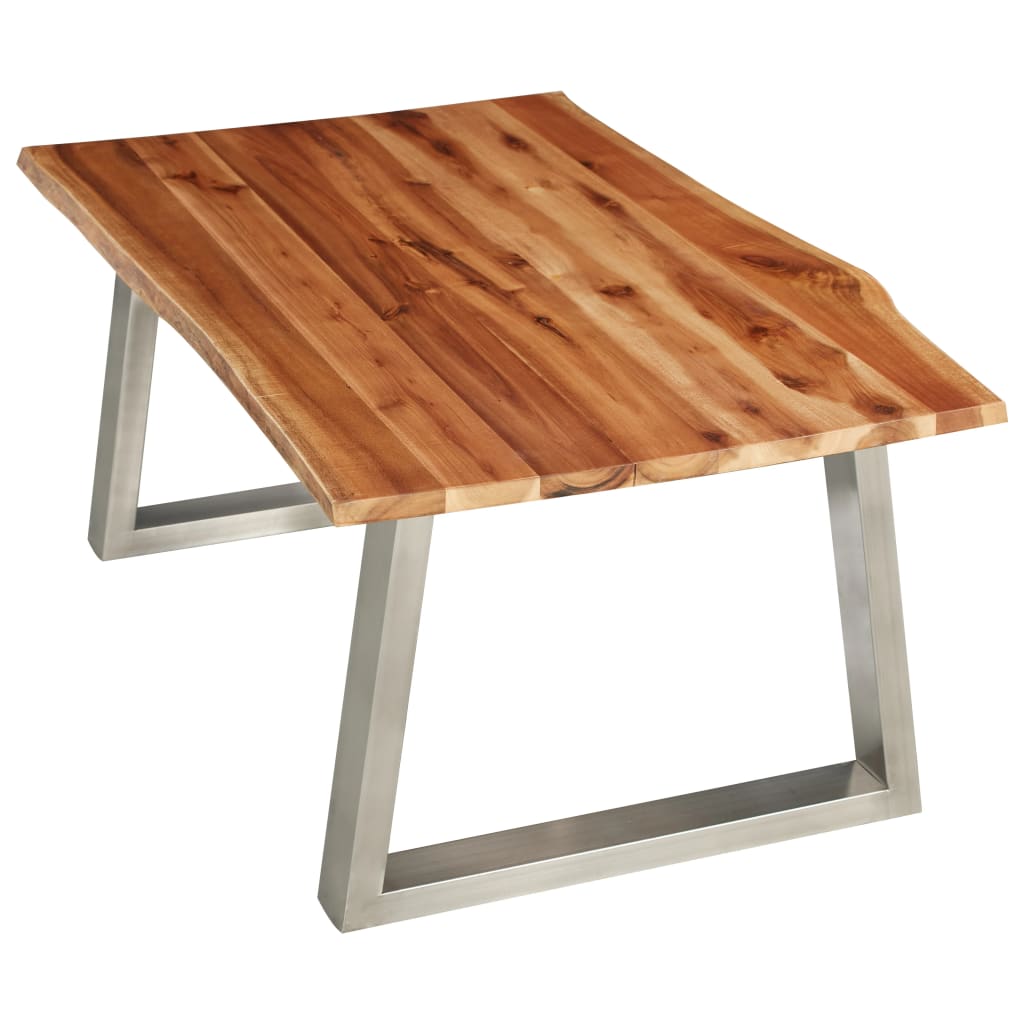 Coffee Table Solid Acacia Wood and Stainless Steel