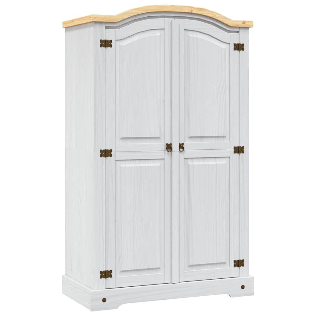 Mexican Pine Wardrobe 2 Door White Rustic | HomeAndLiving