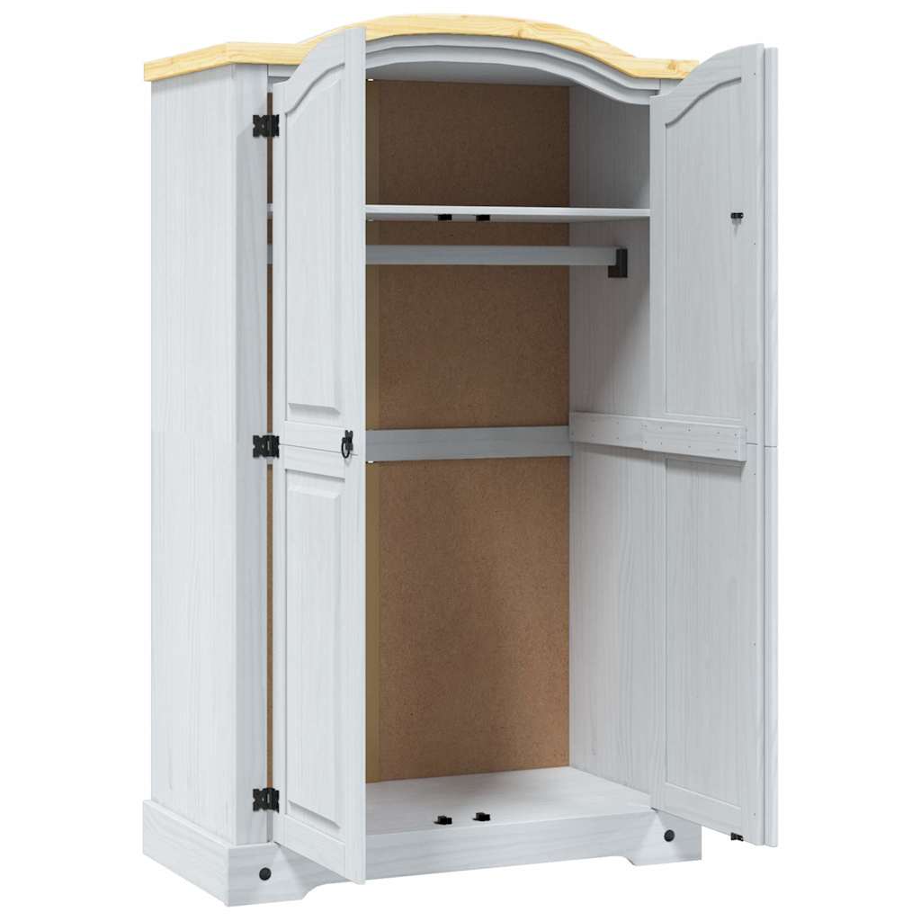 Mexican Pine Wardrobe 2 Door White Rustic | HomeAndLiving