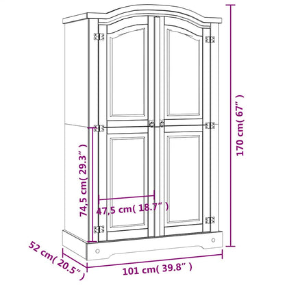 Mexican Pine Wardrobe 2 Door White Rustic | HomeAndLiving