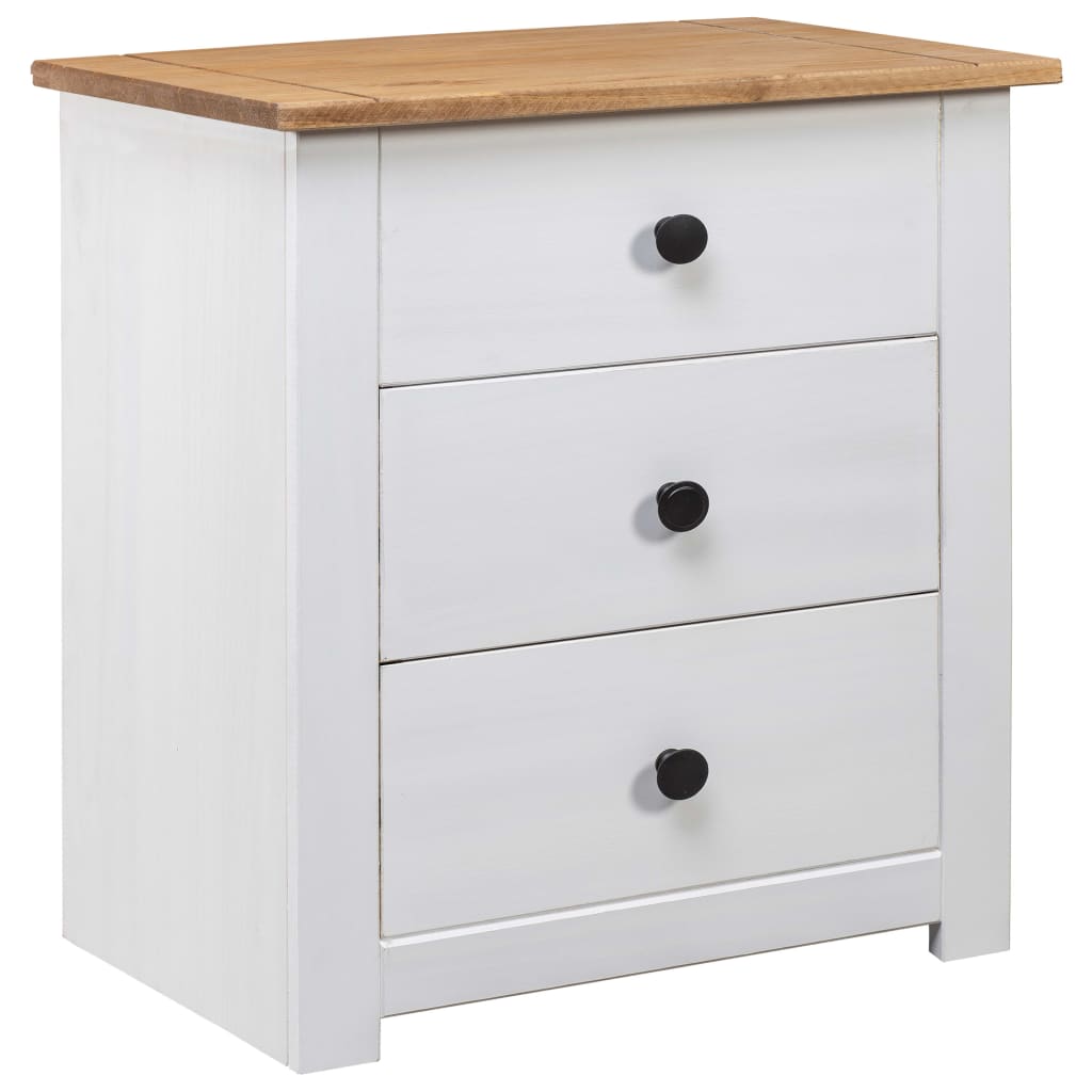Bedside Table 3 Drawer White Pine Wood | HomeAndLiving