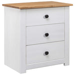 Bedside Table 3 Drawer White Pine Wood | HomeAndLiving