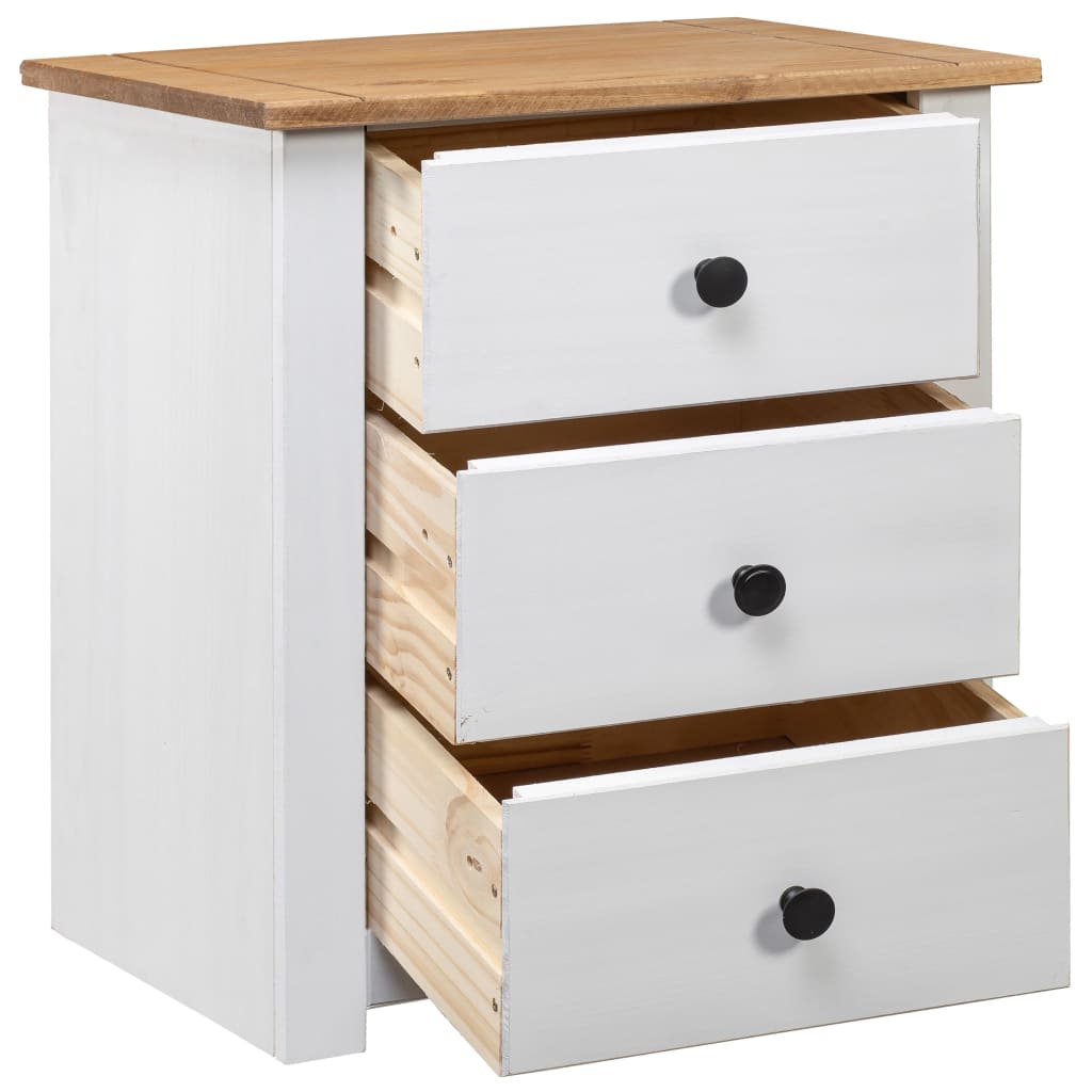 Bedside Table 3 Drawer White Pine Wood | HomeAndLiving