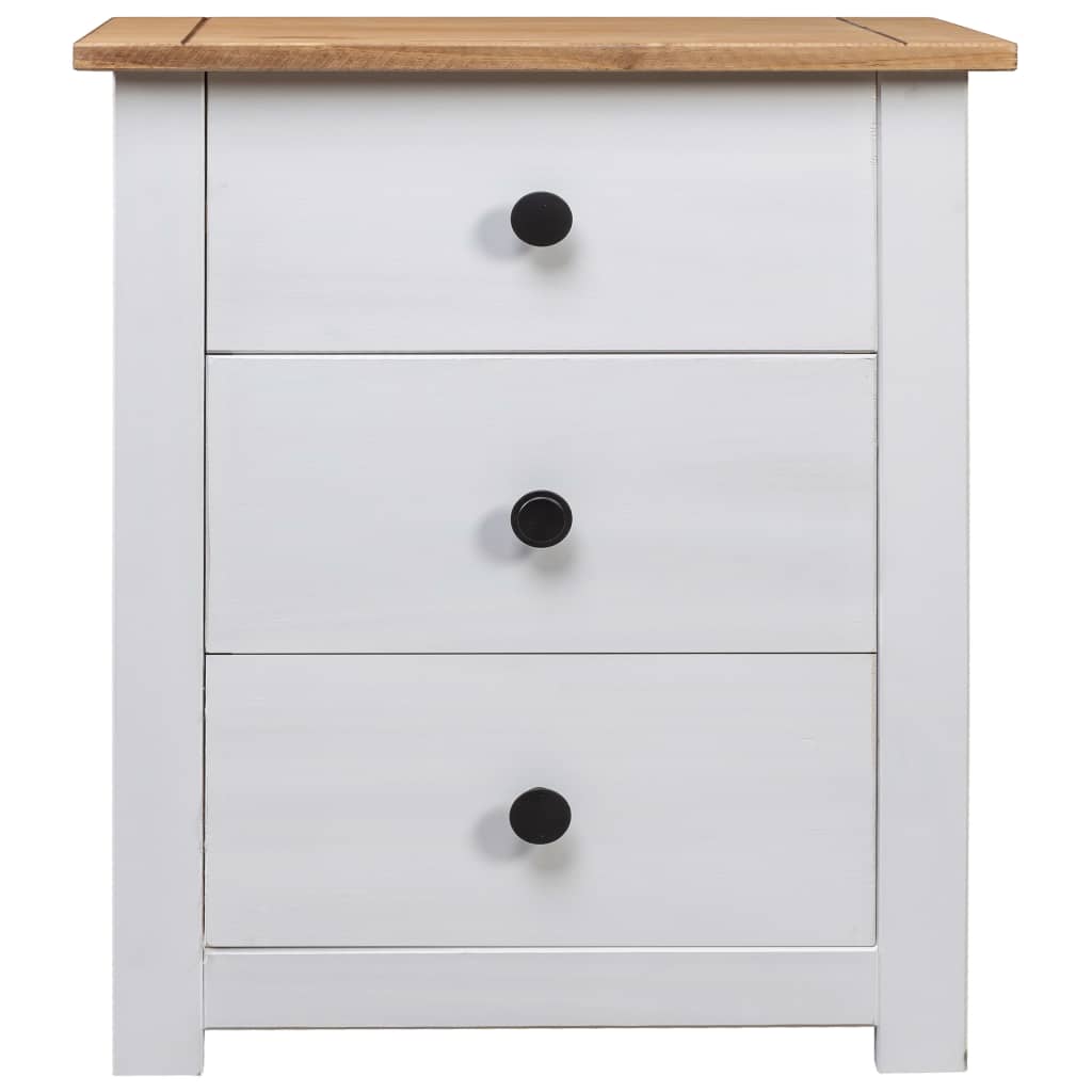 Bedside Table 3 Drawer White Pine Wood | HomeAndLiving