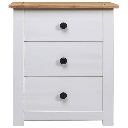 Bedside Table 3 Drawer White Pine Wood | HomeAndLiving