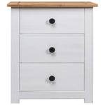 Bedside Table 3 Drawer White Pine Wood | HomeAndLiving