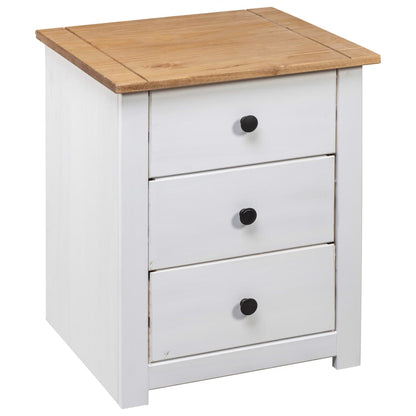 Bedside Table 3 Drawer White Pine Wood | HomeAndLiving