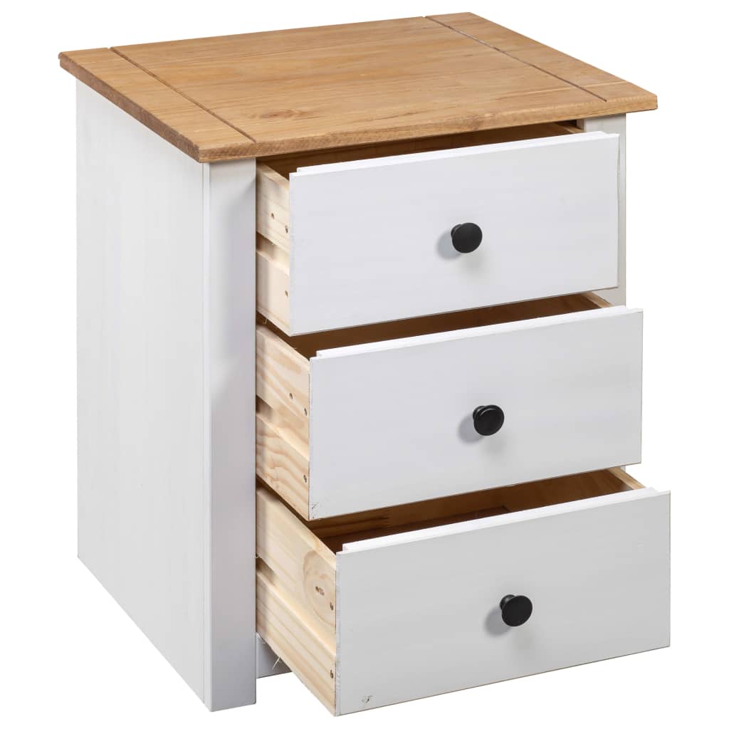 Bedside Table 3 Drawer White Pine Wood | HomeAndLiving