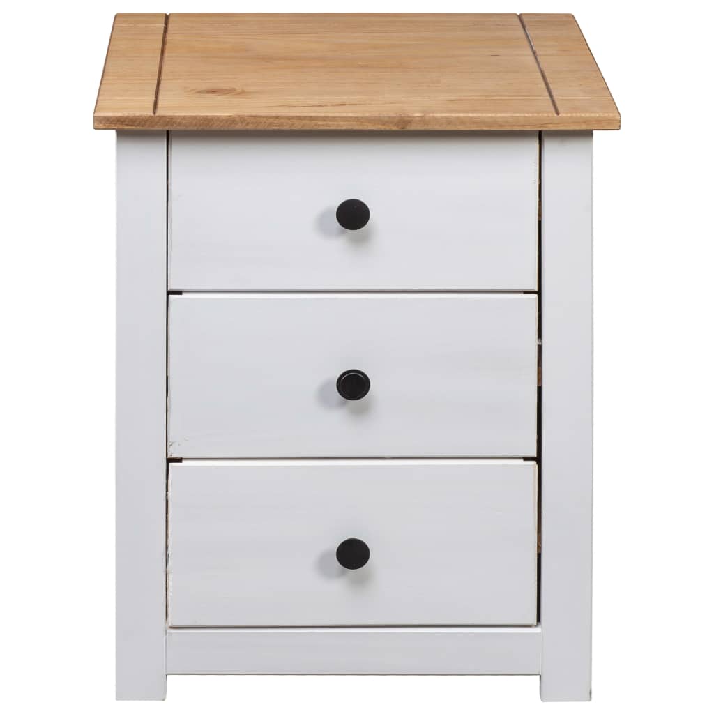 Bedside Table 3 Drawer White Pine Wood | HomeAndLiving