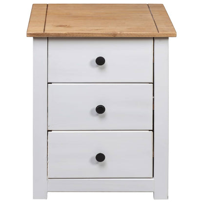 Bedside Table 3 Drawer White Pine Wood | HomeAndLiving
