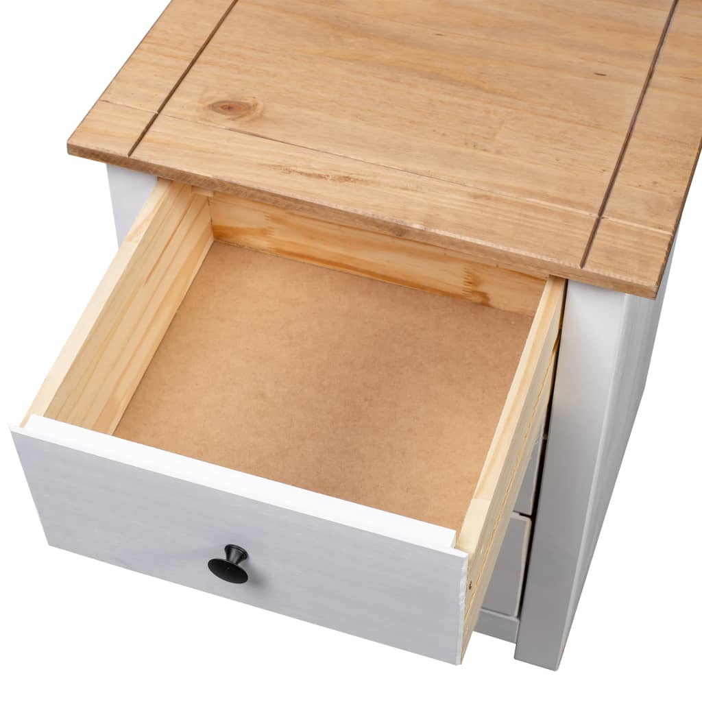 Bedside Table 3 Drawer White Pine Wood | HomeAndLiving