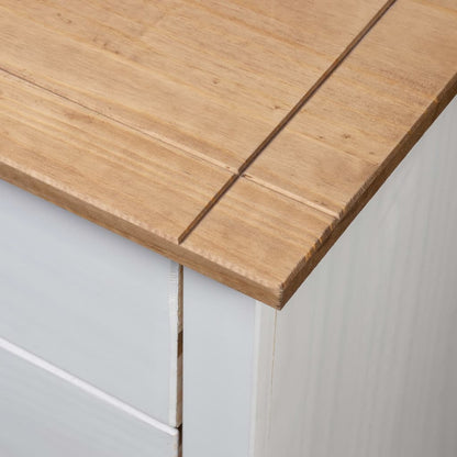 Bedside Table 3 Drawer White Pine Wood | HomeAndLiving