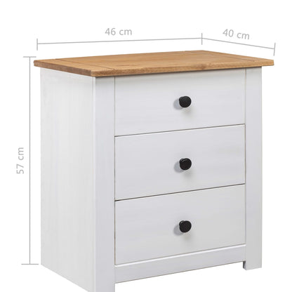 Bedside Table 3 Drawer White Pine Wood | HomeAndLiving