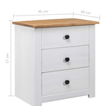 Bedside Table 3 Drawer White Pine Wood | HomeAndLiving