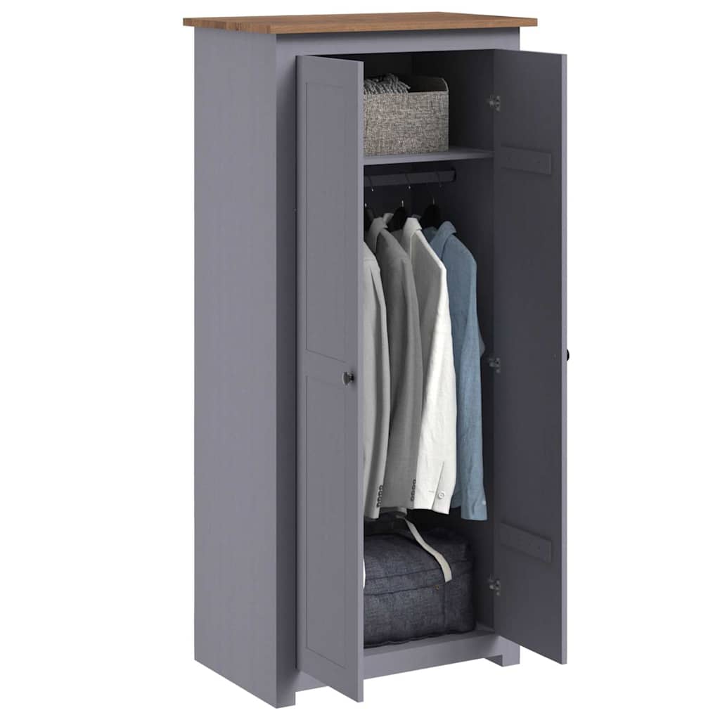 Solid Pine Wood Wardrobe Cabinet Panama Range Clothes Storage with Hanging Rail