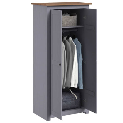 Solid Pine Wood Wardrobe Cabinet Panama Range Clothes Storage with Hanging Rail