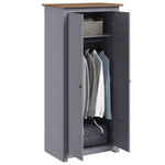 Solid Pine Wood Wardrobe Cabinet Panama Range Clothes Storage with Hanging Rail