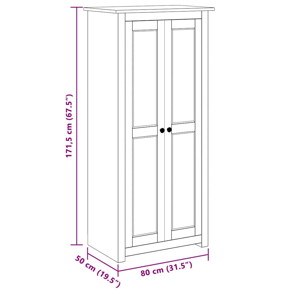 Solid Pine Wood Wardrobe Cabinet Panama Range Clothes Storage with Hanging Rail