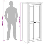 Solid Pine Wood Wardrobe Cabinet Panama Range Clothes Storage with Hanging Rail