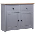 Grey Solid Pinewood Sideboard 93x40x80cm Storage Cabinet Home Use