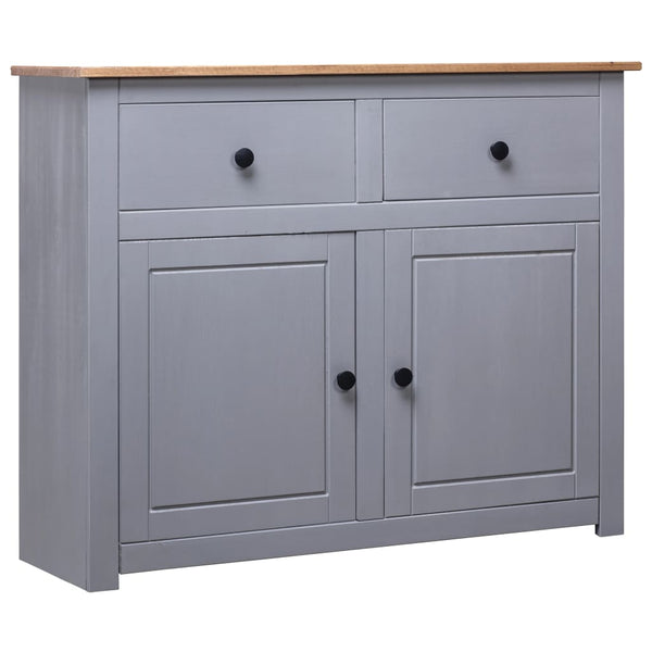  Grey Solid Pinewood Sideboard 93x40x80cm Storage Cabinet Home Use