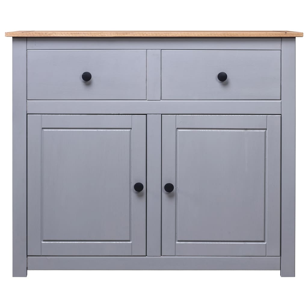 Grey Solid Pinewood Sideboard 93x40x80cm Storage Cabinet Home Use