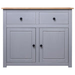 Grey Solid Pinewood Sideboard 93x40x80cm Storage Cabinet Home Use