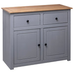 Grey Solid Pinewood Sideboard 93x40x80cm Storage Cabinet Home Use