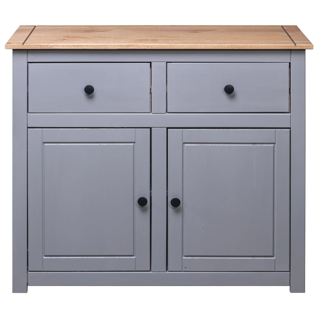Grey Solid Pinewood Sideboard 93x40x80cm Storage Cabinet Home Use