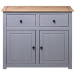 Grey Solid Pinewood Sideboard 93x40x80cm Storage Cabinet Home Use