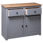 Grey Solid Pinewood Sideboard 93x40x80cm Storage Cabinet Home Use