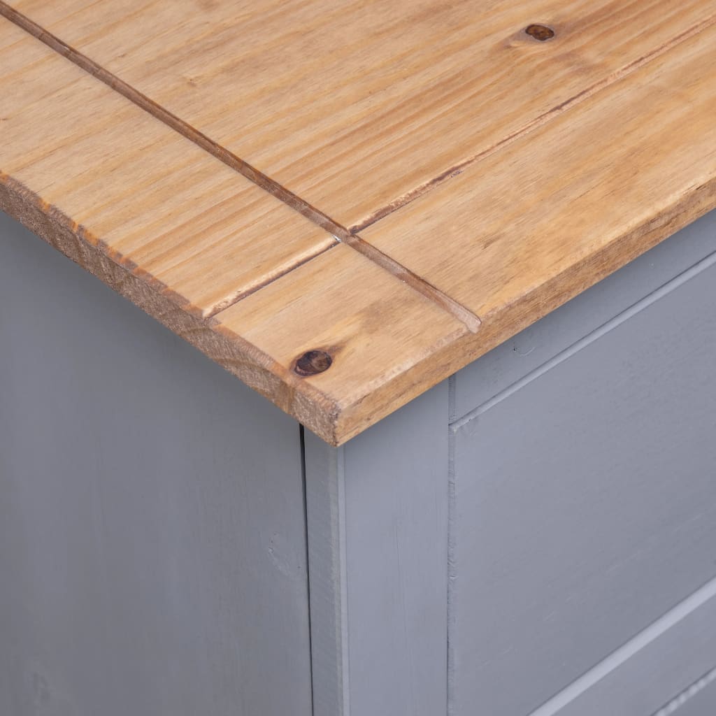 Grey Solid Pinewood Sideboard 93x40x80cm Storage Cabinet Home Use