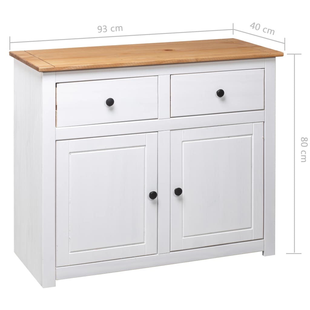White Sideboard Solid Pine 93x40x80cm