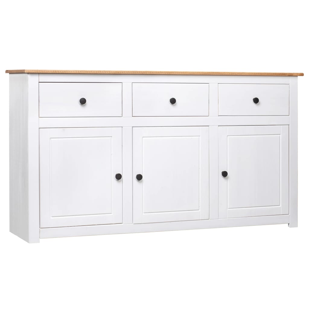 Solid Pine Sideboard White 135cm 3 Drawer | HomeAndLiving
