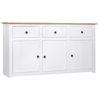 Solid Pine Sideboard White 135cm 3 Drawer | HomeAndLiving