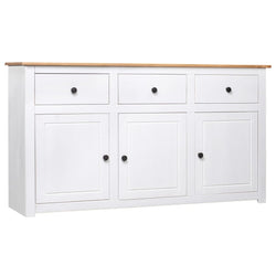 Solid Pine Sideboard White 135cm 3 Drawer | HomeAndLiving