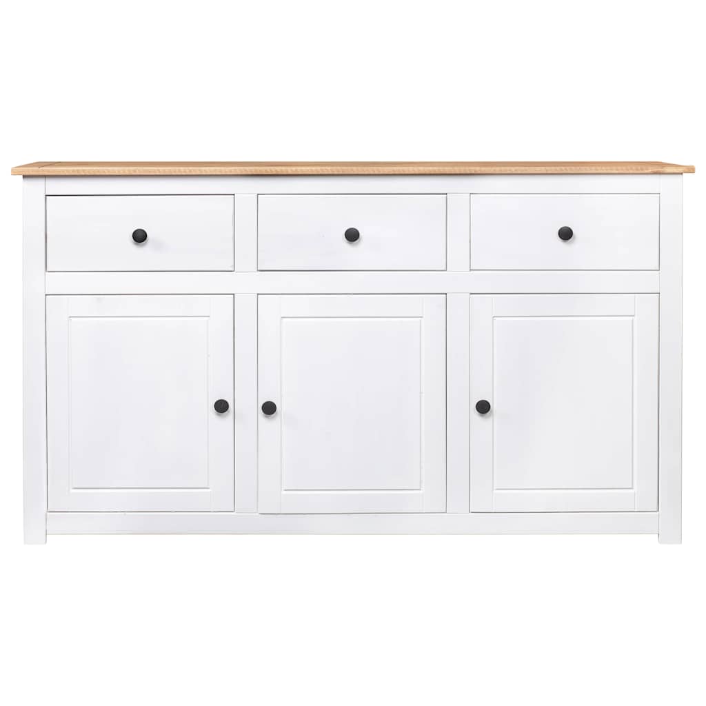 Solid Pine Sideboard White 135cm 3 Drawer | HomeAndLiving