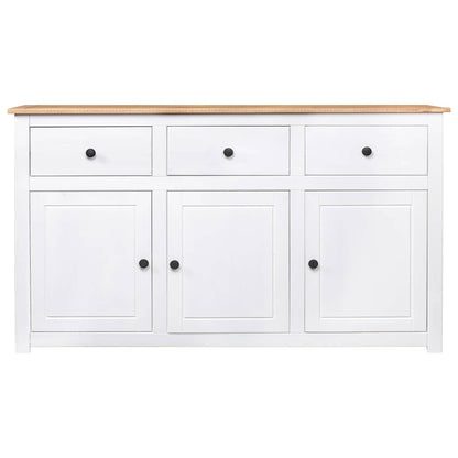 Solid Pine Sideboard White 135cm 3 Drawer | HomeAndLiving