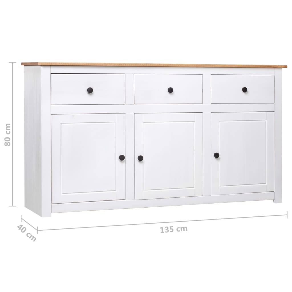 Solid Pine Sideboard White 135cm 3 Drawer | HomeAndLiving